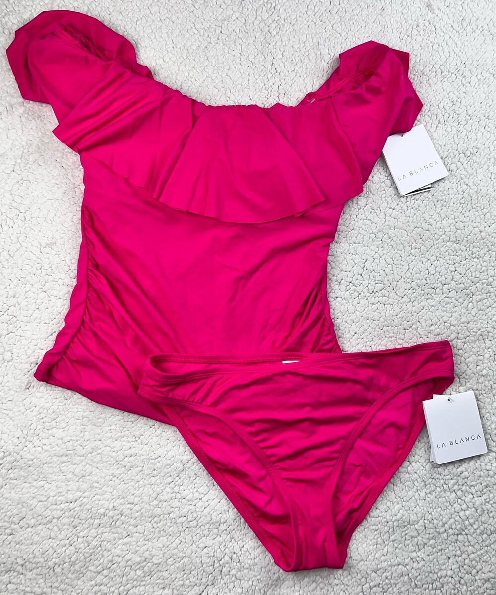 La Blanca 2 piece bright pink bathing suit - size 10